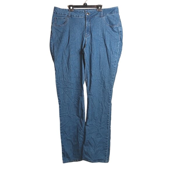 Riders By Lee Bootcut Jeans Womens 16W Long Medium Wash Midrise Embroidered - Picture 1 of 4